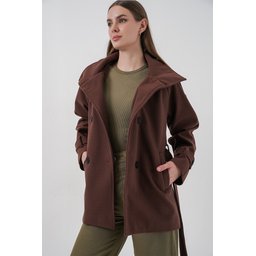معطف نسائي كاشيه بحزام 9162 - بني Women's Belted Cachet Coat 9162 - Brown