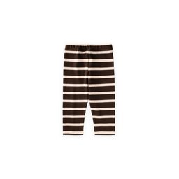 ليقنز أطفال مخطط مضلع 1-10 سنوات - بني Kids' Striped Ribbed Leggings 1-10 Years - Brown