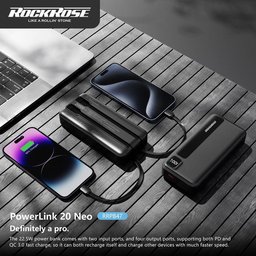 RR PowerLink 20 Neo 20000mAh 22.5W Power Bank Black (شاحن طوارئ) RR PowerLink 20 Neo 20000mAh 22.5W Power Bank Black