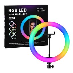 حلقة الإضاءة الذكية MJ45 – طيف الألوان الاحترافي AuraGlow MJ45 – Professional RGB Soft Ring Light