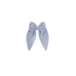 تُوكة شعر من الموسلين باللون الأزرق الفاتح مع فيونكة ورباط مطاطي Muslin Hair Tie with Bow and Elastic - Light Blue