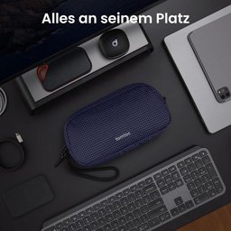 تومتوك - حقيبة ملحقات إلكترونية Light-T12 سعة 1 لتر - ازرق غامق مخطط Tomtoc Light-T12 Electronic Accessory Pouch Pro 1L Navy Blue Plaid