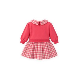 فستان أطفال من الموسلين بتطريز مرجاني - 1-6 سنوات Muslin Embroidered Dress for Girls 1-6 Years - Coral