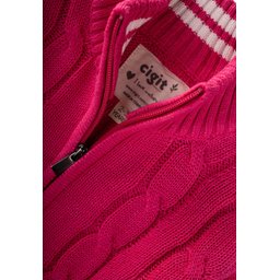 كارديجان تريكو بناتي بتصميم ضفيرة - فوشيا (2-11 سنة) Girls' Braided Knit Cardigan - Fuchsia (Ages 2-11)