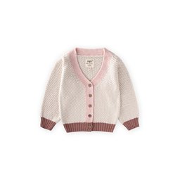جاكيت تريكو بأزرار للأطفال 2-8 سنوات - وردي طبيعي Knitted Buttoned Cardigan for Kids 2-8 Years - Natural Pink