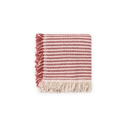 بطانية أطفال موسلين 4 طبقات بشراشيب 80×120 سم - مخططة باللون الأحمر Four-Layer Muslin Tasseled Baby Blanket 80x120 cm - Red Striped