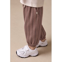 بنطلون شالوار موسلين للأطفال 1-6 سنوات - نحاسي بخطين Muslin Harem Pants for Kids 1-6 Years - Copper Double Striped