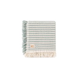 بطانية موسلين 4 طبقات بشرابات 80x120 سم - خطوط خضراء Four-Layer Muslin Blanket with Tassels 80x120 cm - Green Striped