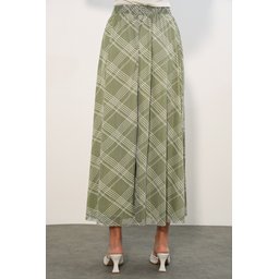 تنورة نسائية مبطنة بنقشة 8075 - لون كاغلا Women's Patterned Lined Skirt 8075 - Çağla Color