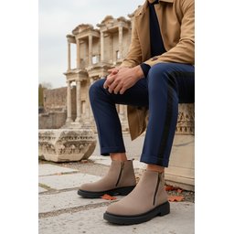 حذاء Muggo ASTRA رجالي شتوي كاجوال جلد طبيعي بسحاب مزدوج - رملي Muggo ASTRA Men's Genuine Leather Double Zipper Casual Winter Boots - Sand