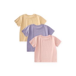 طقم تي شيرت بناتي 3 قطع - ليلكي، أصفر، بودرة (2-10 سنوات) Girls' T-Shirt 3-Piece Set - Lilac, Yellow, Powder (Ages 2-10)