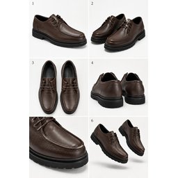 حذاء MUGGO WALTON رجالي كاجوال كلاسيكي جلد طبيعي برباط ونعل سميك - بني Muggo WALTON Men's Genuine Leather Lace-Up Casual Classic Shoes with Chunky Sole - Brown