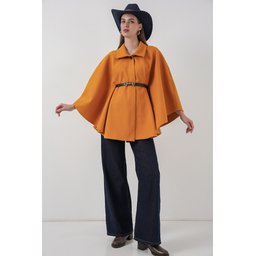 بونشو نسائي بحزام 9170 - خردلي Women's Belted Cachet Poncho 9170 - Mustard
