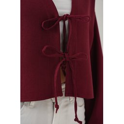 كيمونو كتان برباط أمامي 960 - خمري Front Tie Linen Kimono 960 - Burgundy