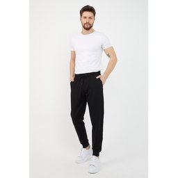 بنطلون رياضي رجالي بقصة مريحة بجيوب - أسود Men's Standard Fit Pocketed Sweatpants - Black