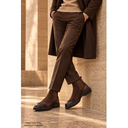 بوت تشيلسي رجالي Muggo BRAWN جلد طبيعي عتيق بنعل سميك - بني Muggo BRAWN Men's Genuine Leather Vintage Chelsea Boots with Thick Sole - Brown