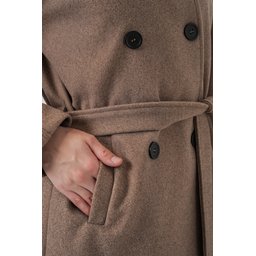 معطف نسائي كاشيه بحزام 9162 - لون حجري Women's Belted Cachet Coat 9162 - Stone