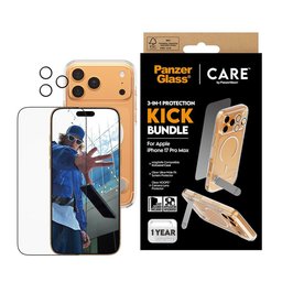 حزمة حماية 3-في-1 مزودة بقاعدة تثبيت للايفون 17 برو ماكس PanzerGlass® | CARE by PanzerGlass® 3-in-1 Feature Kick Bundle iPhone 17 Pro Max