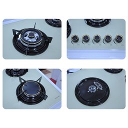 طباخ منضدي اينوكس 90 سم زجاجي بيج – 5 شعلات غاز INOX 90cm Beige Glass Gas Hob – 5 Burners