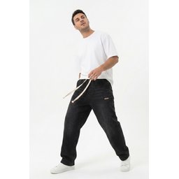 بنطلون جينز رجالي بقصة واسعة ومريحة 30073 - أسود Men's Relaxed Fit Baggy Jean Pants 30073 - Black