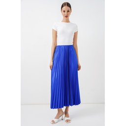 تنورة بليسيه 8009 بمظهر الجلد - لون أزرق ملكي 8009 Pleated Skirt with Leather Look - Royal Blue