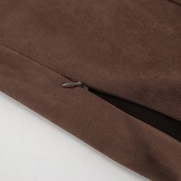 تنورة طويلة من الشامواه بتصميم فرنسي دافئ Autumn Retro Earth Brown Suede Skirt