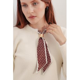 كنزة نسائية فضفاضة بتفاصيل وشاح 15971 - كريم Women's Oversize Scarf Detail Sweater 15971 - Cream