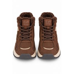 حذاء سنيكرز نسائي شتوي Muggo NORTEX فرو بسحاب ونعل سميك - بني Muggo NORTEX Fur Lined Zipper Thick Sole Lace-up Winter Women's Sneaker Boots - Brown