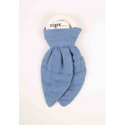 عضاضة أسنان من قماش الموسلين والخشب الطبيعي - أزرق نيلي Wooden Muslin Teether - Indigo Blue
