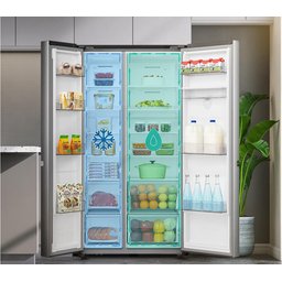 ثلاجة هايسنس بابين متقابلين 637 لتر RS3N668SMI3 Side-by-Side Refrigerator 637L – Inox