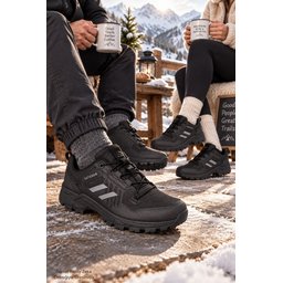 حذاء MUGGO TORVEX شتوي للجنسين برباط ونعل سميك للمشي والرحلات - أسود MUGGO TORVEX Unisex Winter Lace-Up Thick Sole Outdoor Trekking Boot - Black