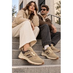 حذاء MUGGO TORVEX شتوي للجنسين برباط ونعل سميك للمشي والتنزه - بيج Muggo TORVEX Thick-Soled Lace-Up Unisex Winter Outdoor Trekking Boots - Beige