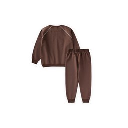 طقم سويت شيرت شتوي للأطفال بطبعة وتفاصيل كاريوكا، 2-10 سنوات، بني Kids' Printed Sweatshirt Set with Karyoka Detail, 2-10 Years, Brown