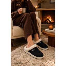 شبشب منزلي نسائي شتوي Muggo BLADE مبطن بالفرو ونعل مريح - أسود Muggo BLADE Women's Winter Home Slippers - Fur Lined, Comfortable Sole - Black