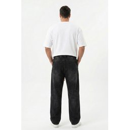 بنطلون جينز رجالي بقصة واسعة ومريحة 30073 - أسود Men's Relaxed Fit Baggy Jean Pants 30073 - Black