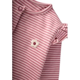 تولوم أطفال مخطط ومطرز - وردي (0-3 سنوات) Striped Embroidered Baby Romper - Pink (0-3 Years)