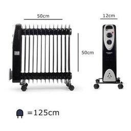 مدفأة زيت كهربائية هاوسبيرغ Hausberg بقوة 2500W – أسود Hausberg HB-8913NG Electric Oil Heater - 2500W - Black