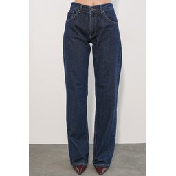 بنطلون جينز نسائي واسع الساق بتفاصيل ترتر 30124 - كحلي Women's Wide Leg Sequin Detail Denim Jeans 30124 - Navy Blue