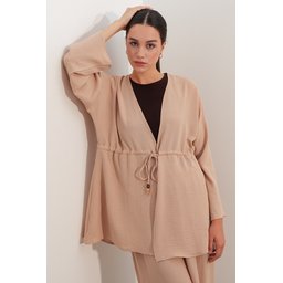 طقم نسائي قطعتين كيمونو وبنطلون Ayrobin - بيج - 30101 Women's Ayrobin Kimono & Pants Two-Piece Set - Beige - 30101