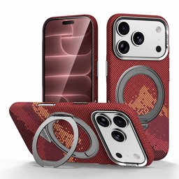 كفر آيفون 18 برو ماكس كيفلار من سيلادا مع ماك سيف ومسند دوّار iPhone 18 Pro Max SULADA Kevlar MagSafe 360° Rotating Case