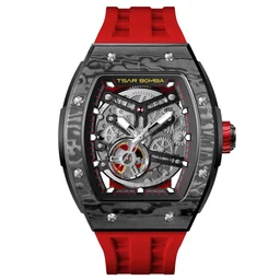 تسار بومبا Elemental TB8228CF – ساعة أوتوماتيك هيكلية بإطار ألياف الكربون TSAR BOMBA Elemental TB8228CF – Skeleton Automatic Watch with Carbon Fiber Bezel