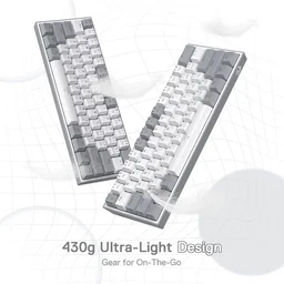 كيبورد ريد دراغون فيز K617 أبيض ورمادي Redragon FIZZ K617 60% RGB Mechanical Gaming Keyboard – White & Grey
