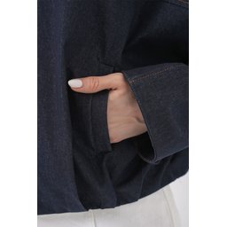 جاكيت بومبر نسائي جينز 0737 - كحلي Women's Denim Bomber Jacket 0737 - Navy Blue