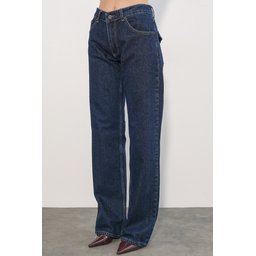 بنطلون جينز نسائي واسع الساق بتفاصيل ترتر 30124 - كحلي Women's Wide Leg Sequin Detail Denim Jeans 30124 - Navy Blue