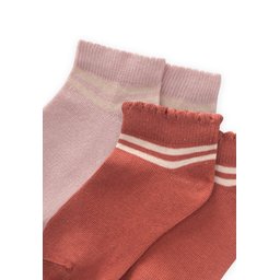 جوارب أطفال باتيك دانتيل مزدوجة الحلقات 5-12 سنة - قرميدي، بودرة Kids' Double-Hoop Guipure Patik Socks 5-12 Years - Terracotta, Powder