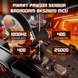 ماوس ألعاب أتاك شارك V6 فائق الخفة، ثلاثي الاتصال مع قاعدة شحن مغناطيسية RGB ATTACK SHARK V6 Ultra-Light Tri-Mode Gaming Mouse with RGB Magnetic Charging Dock