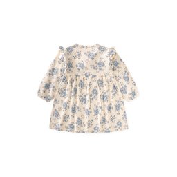 فستان بناتي موسمي بنقشة زهور زرقاء 1-7 سنوات Girls' Seasonal Dress with Blue Floral Pattern 1-7 Years