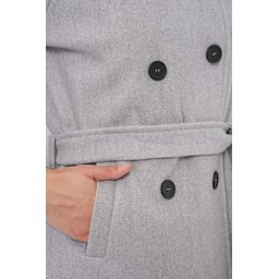 معطف نسائي كاشيه بحزام 9162 - رمادي غامق Women's Belted Cachet Coat 9162 - Dark Grey