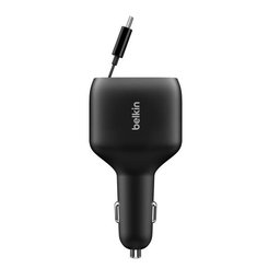 بوست جارج شاحن سيارة بقدرة ٧٥ واط مع كابل يو إس بي-سي قابل للسحب BoostCharge Retractable Car Charger 75W
