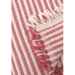 بطانية أطفال موسلين 4 طبقات بشراشيب 80×120 سم - مخططة باللون الأحمر Four-Layer Muslin Tasseled Baby Blanket 80x120 cm - Red Striped